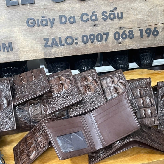 Ví da gù gai cá sấu nâu