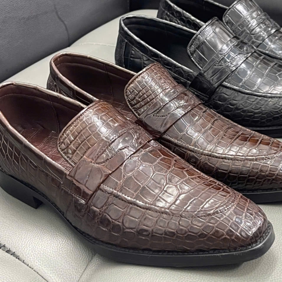Giày tây da bụng cá sấu viền sân