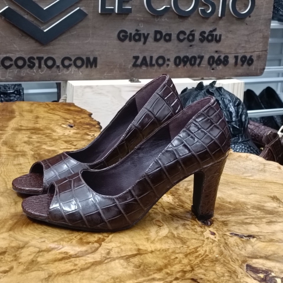 Cao Gót Da Cá Sấu Mũi Hở-8cm
