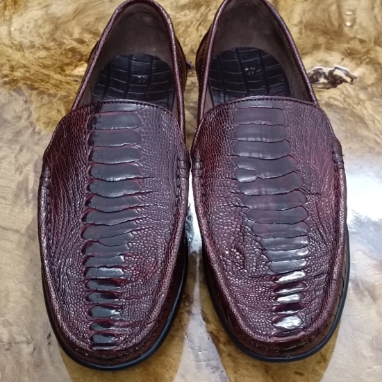 Giày Lười Da Chân Đà Điểu Nâu ĐGL6