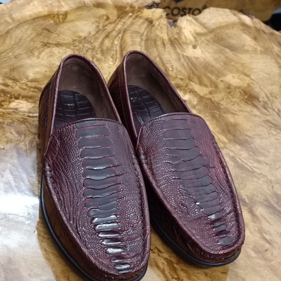 Giày Lười Da Chân Đà Điểu Nâu ĐGL6