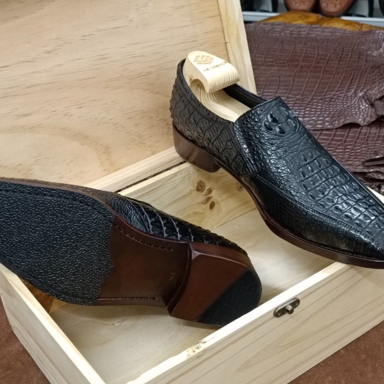 Giày tây LB da cá sấu gù đế da bò
